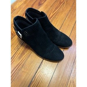 Sam Edelman Black Buckle Mesh Breathable Suede Slip on Heel Chic Booties